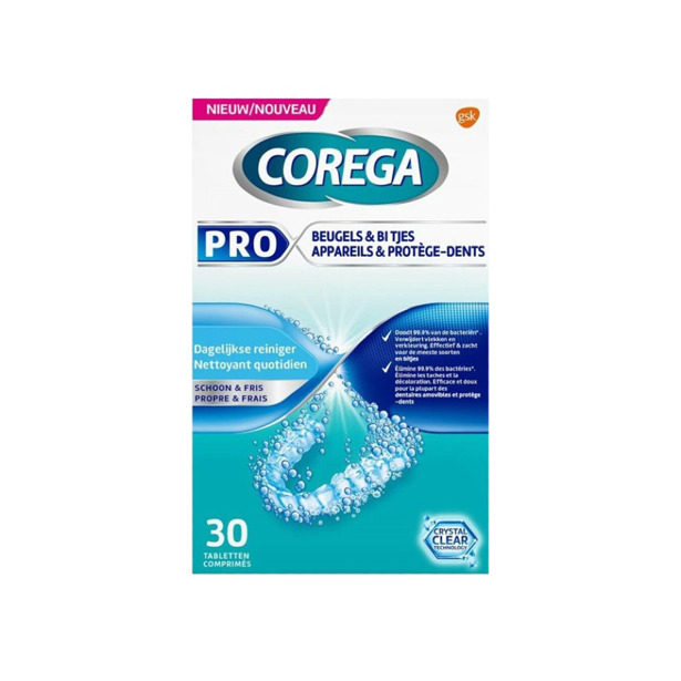 Corega - Pro Dagelijkse Reiniger voor Beugels en Bitjes (3 x 30 stuks)