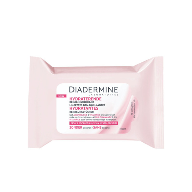 Diadermine - Hydraterende Reinigingsdoekjes Droge & Gevoelige Huid (8 x 40 stuks)