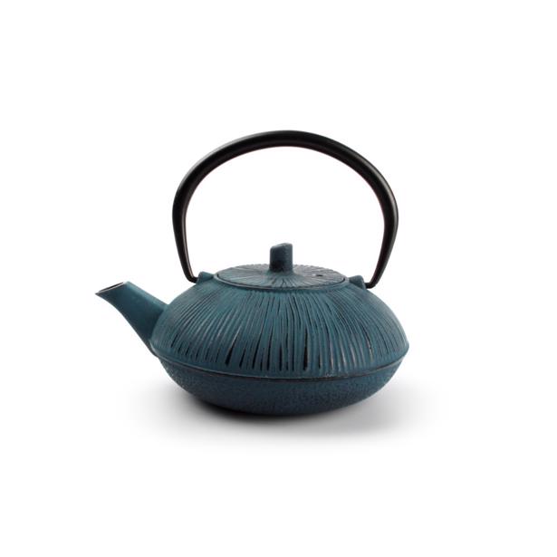 Salt & Pepper - Theepot 50cl Gietijzer Zwort op Blauw Stripes