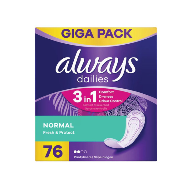 Always - Dailies Fresh & Protect Normal Inlegkruisjes (4 x 76 stuks)