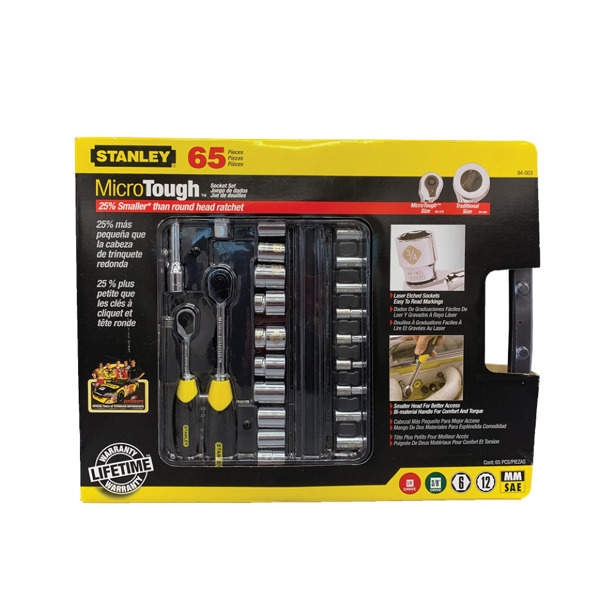 Stanley - Microtough 65-delige dopsleutelset 1/4 en 3/8