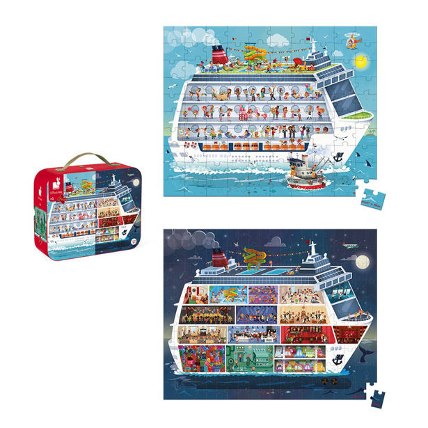 Janod - Dubbele Puzzel Cruiseschip (100 & 200 stukjes)