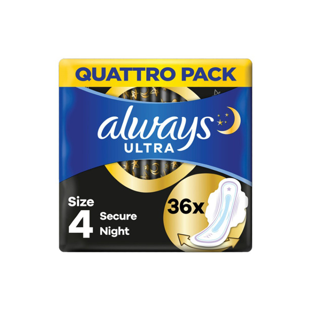 Always - Ultra Secure Night Maat 4 Maandverband met vleugels (6 x 36 stuks)