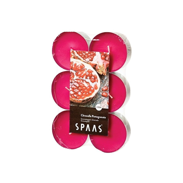 Spaas Citronella & Granaatappel Grote Theelichten 10 uur brandtijd