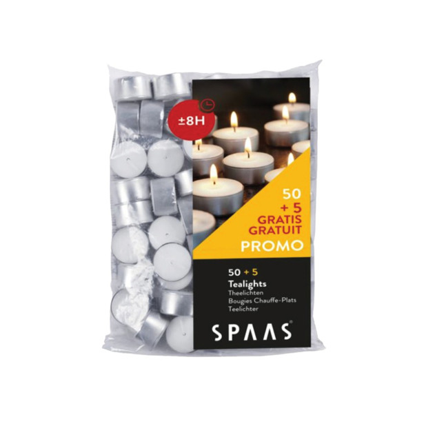 Spaas Theelichtjes 8h - 55 stuks