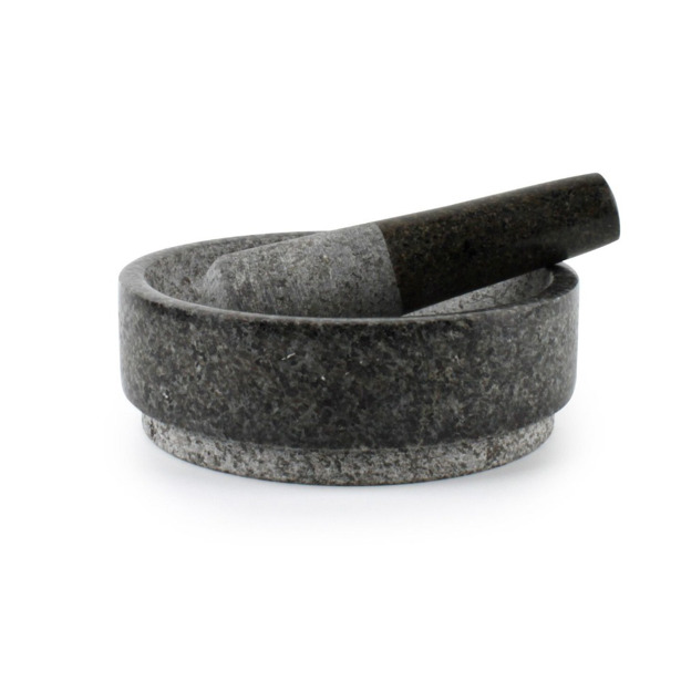 Vijzel 18xH6cm en stamper grijs graniet Grind