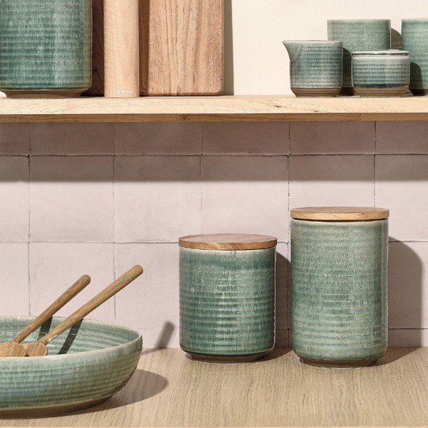 Salt & Pepper - Voorraadpot 12,5xH20cm groen Cameo