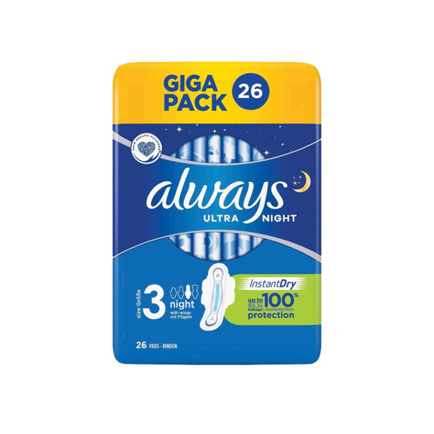 Always - Ultra Night Maat 3 Maandverband met vleugels (8 x 26 stuks)