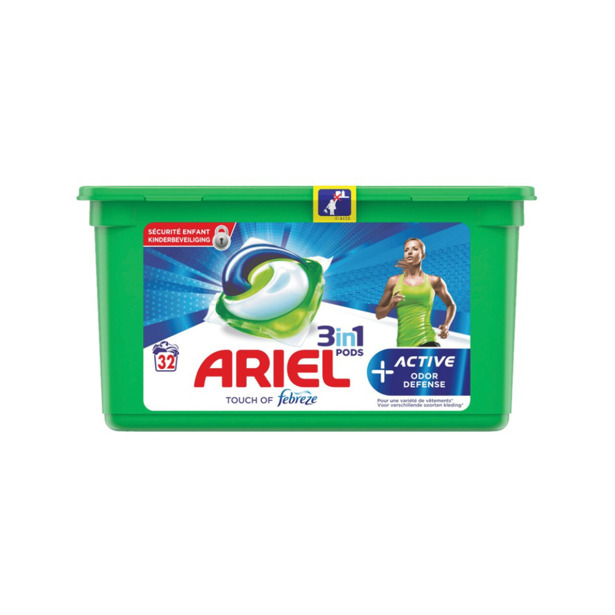 Ariel 3 in 1 Pods +Active Odor Defense