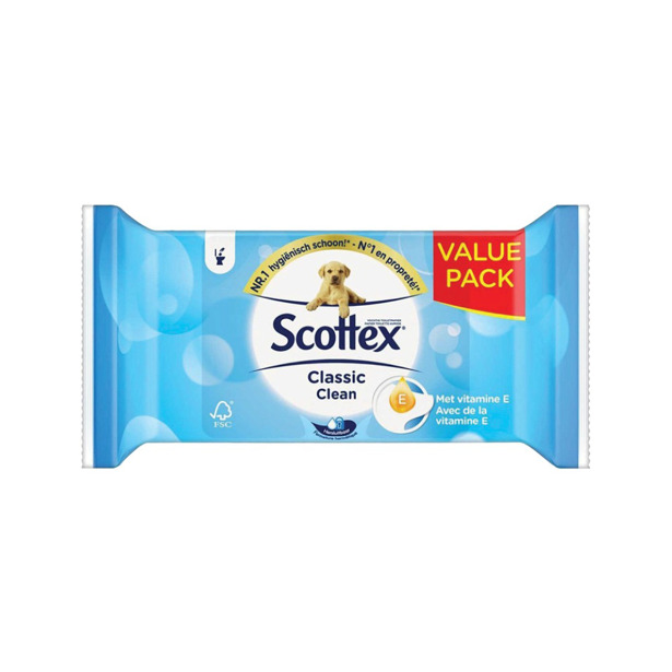 Scottex - Classic Clean Vochtig Toiletpapier (12 x 56 stuks)