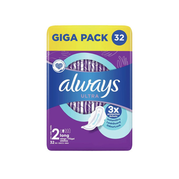 Always - Ultra Long Maat 2 Maandverband met vleugels (6 x 32 stuks)