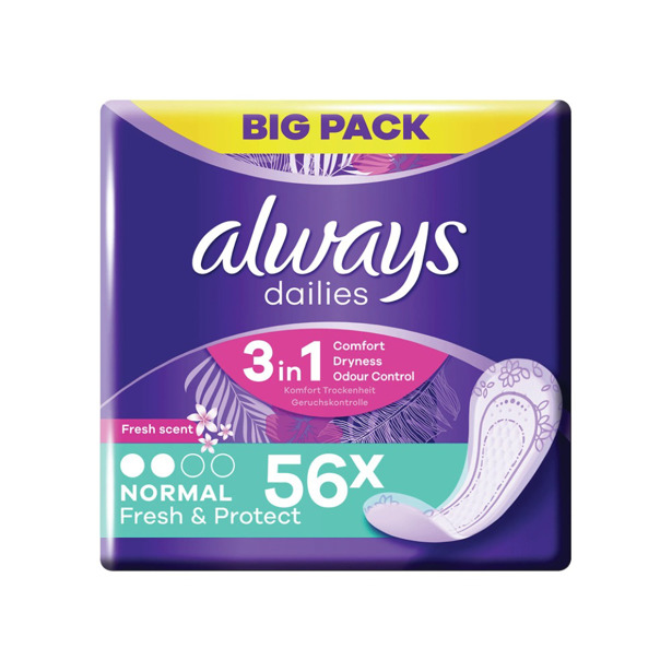 Always - Dailies Fresh & Protect Normal Inlegkruisjes (4 x 56 stuks)