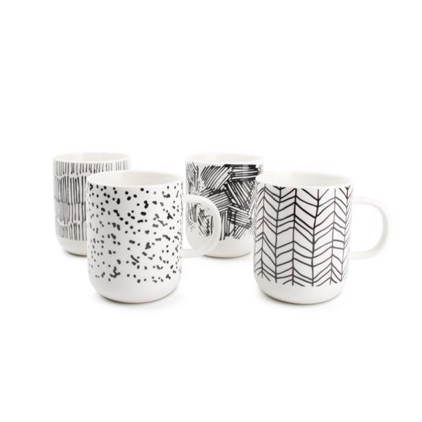 Salt & Pepper - Mug Black Scetch Barista (set van 4)