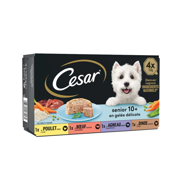 Cesar - Maaltijdkuipjes Senior 10+ Delicaat in Gelei (48 x 150gr)