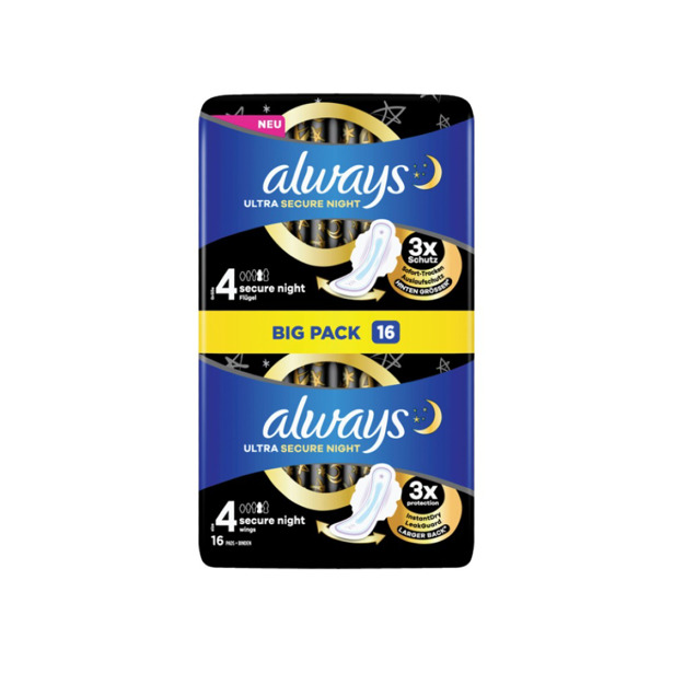 Always Ultra Secure Night Maat 4 Maandverband met Vleugels