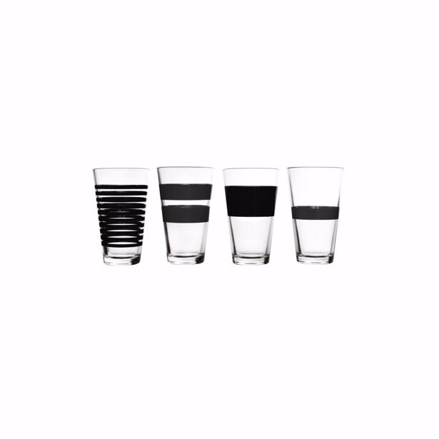 S&P Glas 32,5cl zwart Stripes - set/4