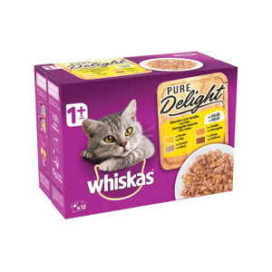 Whiskas Maaltijdzakjes Pure Delight Gevogelte Selectie In Gelei 1+ jaar (96 x 85g) 3065890133600