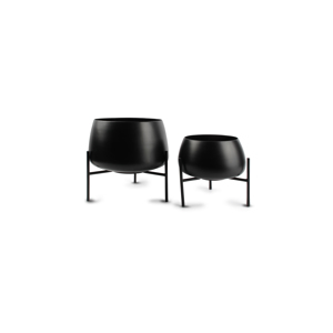 S|P Collection Sierpot op staander rond mat zwart Patio - set/2 5410595728817