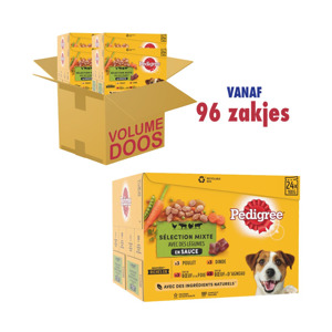Pedigree Verse maaltijdzakjes In Saus - 4 Soorten - Voor Volwassen Honden (96 x 100g) 3065890138391