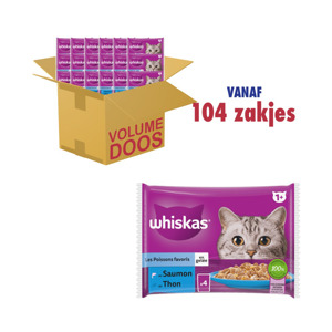 Whiskas Maaltijdzakjes Vis Selectie In Gelei 1+ jaar (104 x 100g) 3065890027978