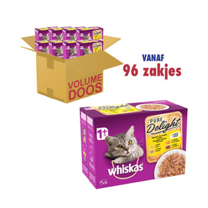 Whiskas Maaltijdzakjes Pure Delight Gevogelte Selectie In Gelei 1+ jaar (96 x 85g) 3065890133600